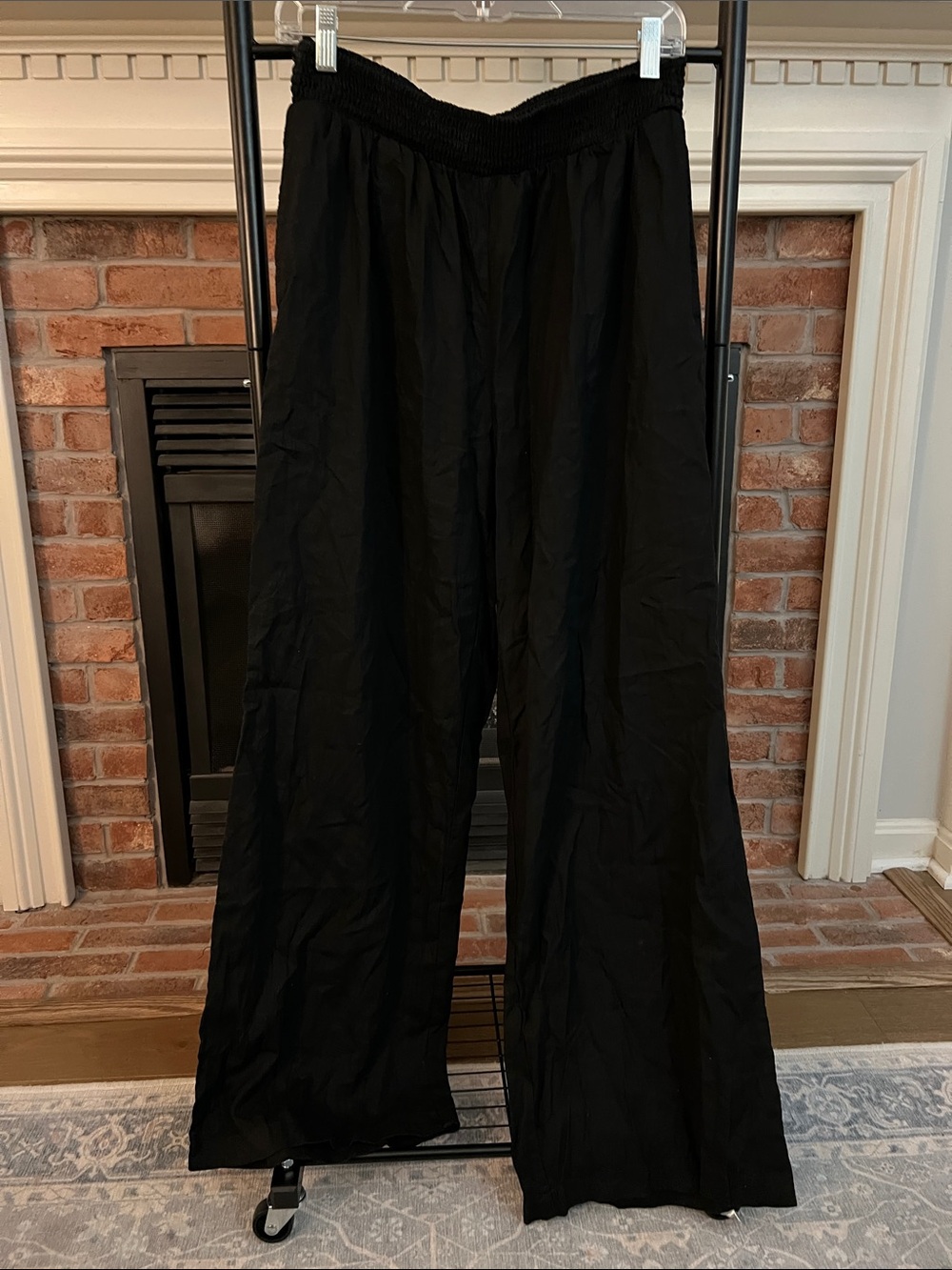 aerie Black Wide-Leg Elastic Waist Pants